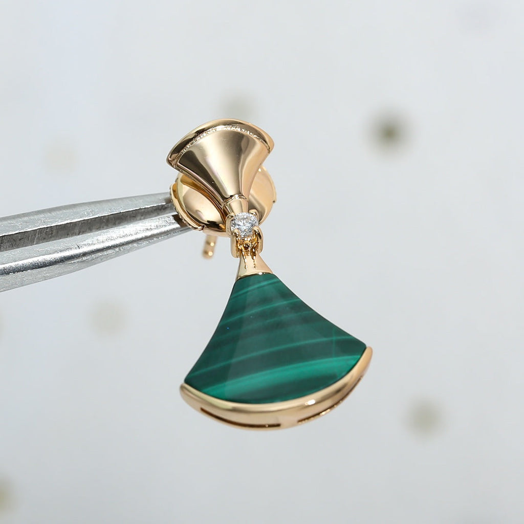 BVLGARI DREAM MALACHITE PINK GOLD EARRINGS