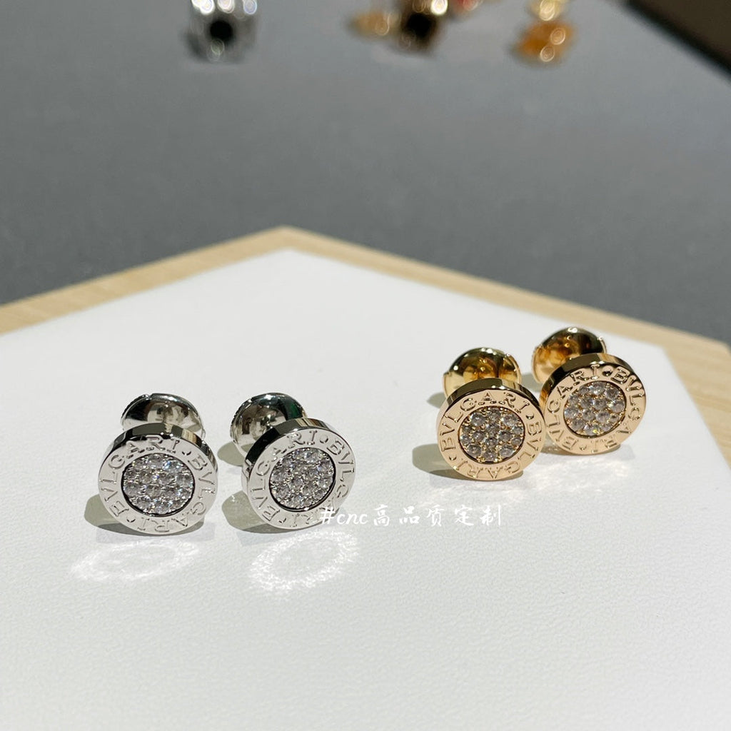BVLGARI BVL EARRINGS CLUSTER PINK GOLD DIAMOND