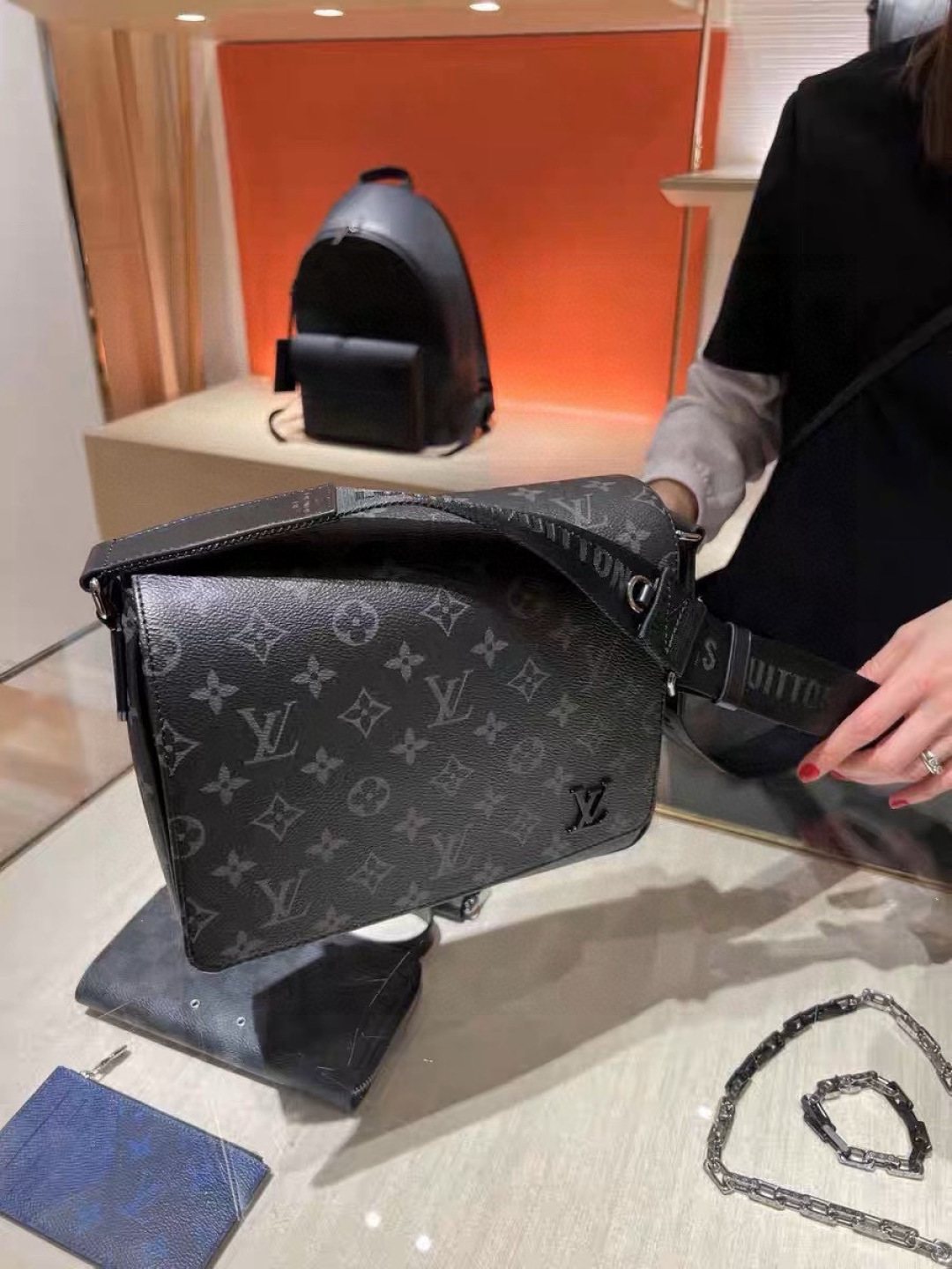 Louis Vuitton Duo Monogram Flap Messenger Bag — model