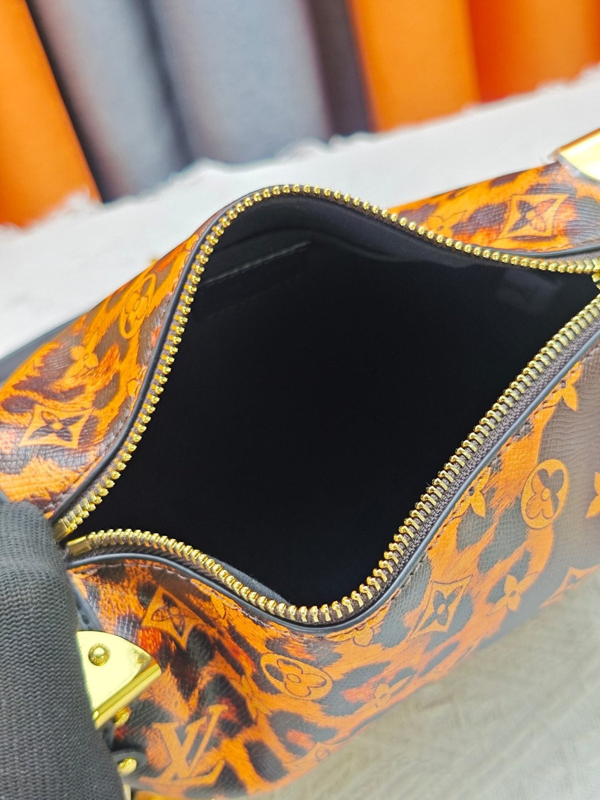 Louis Vuitton Side Trunk Leopard-Print Handbag — detail