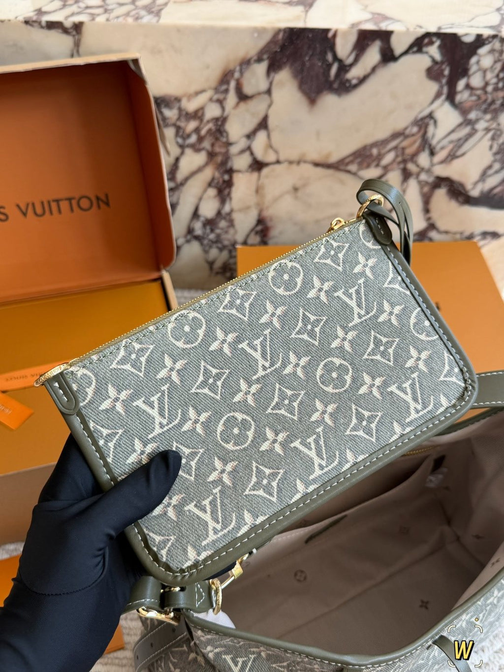 Louis Vuitton Carryall Monogram Shoulder Bag with Pouch — front