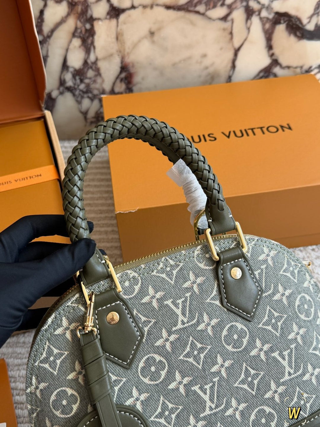 Louis Vuitton Alma BB Monogram Braided-Handle Bag — front