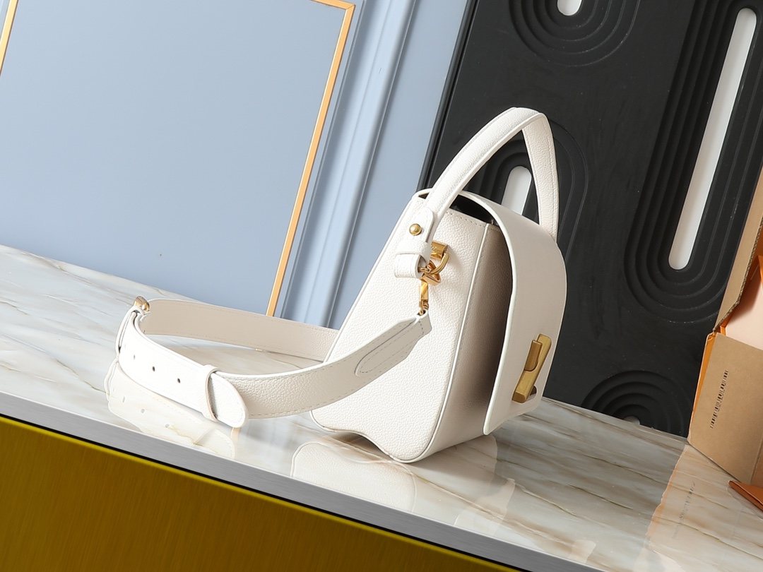 Louis Vuitton Soft Twist White Leather Shoulder Bag — side