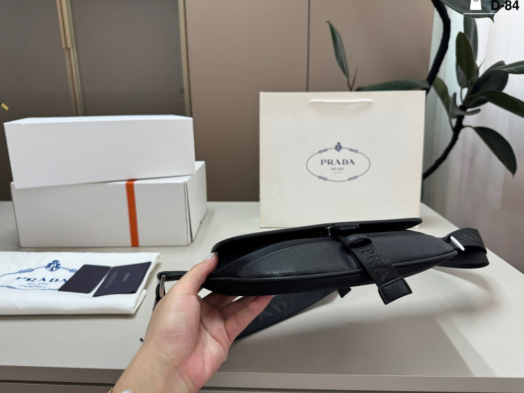 Prada Black Nylon Flap Belt Bag — side