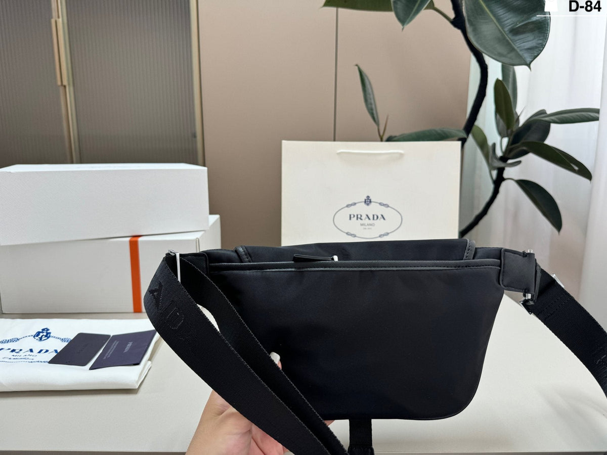 Prada Black Nylon Flap Belt Bag — back