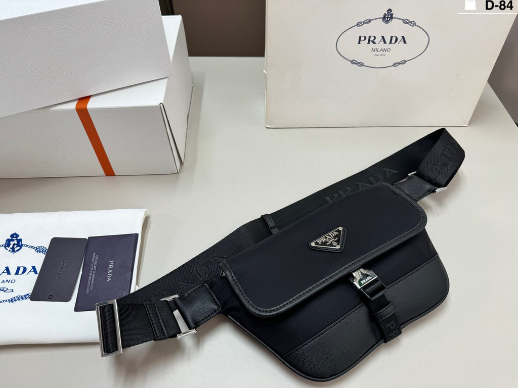 Prada Black Nylon Flap Belt Bag — hero