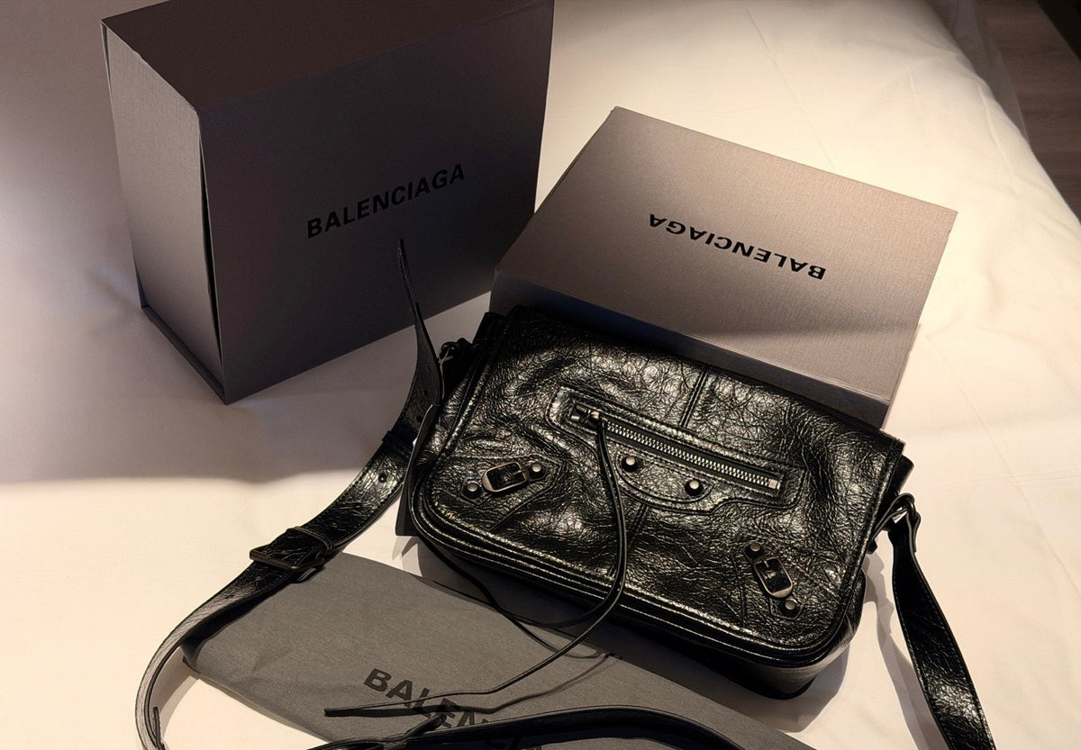 Balenciaga Studded Panel Shoulder Bag — front