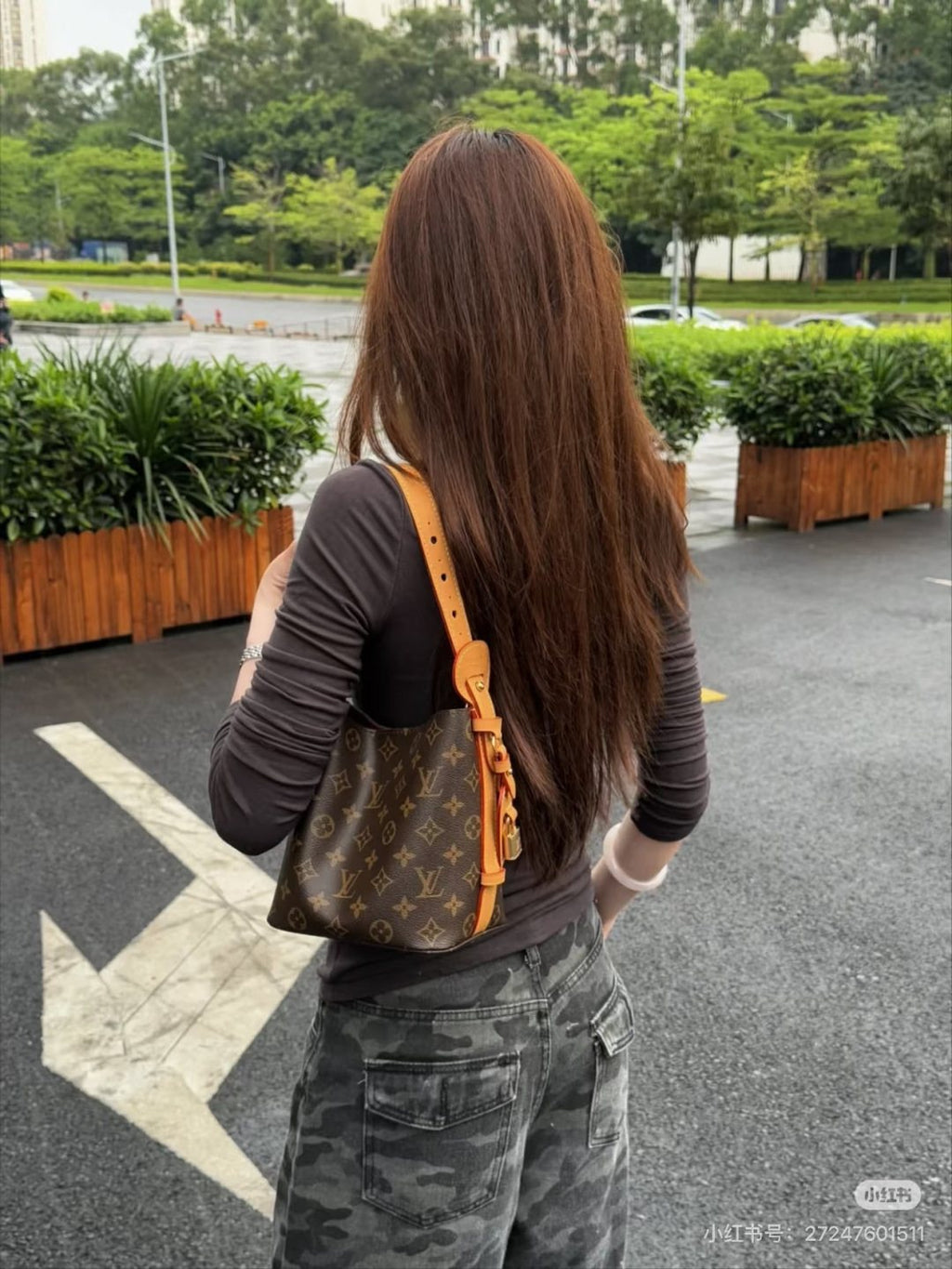Louis Vuitton All In BB Monogram Bucket Bag — model