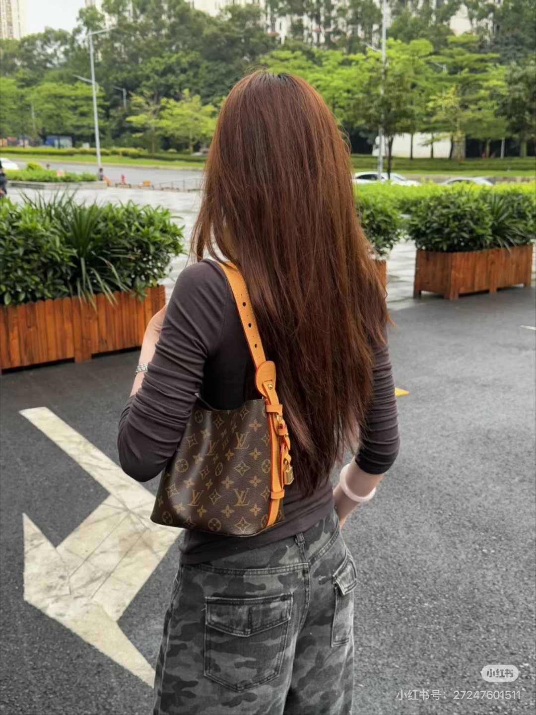 Louis Vuitton All In BB Monogram Bucket Bag — model