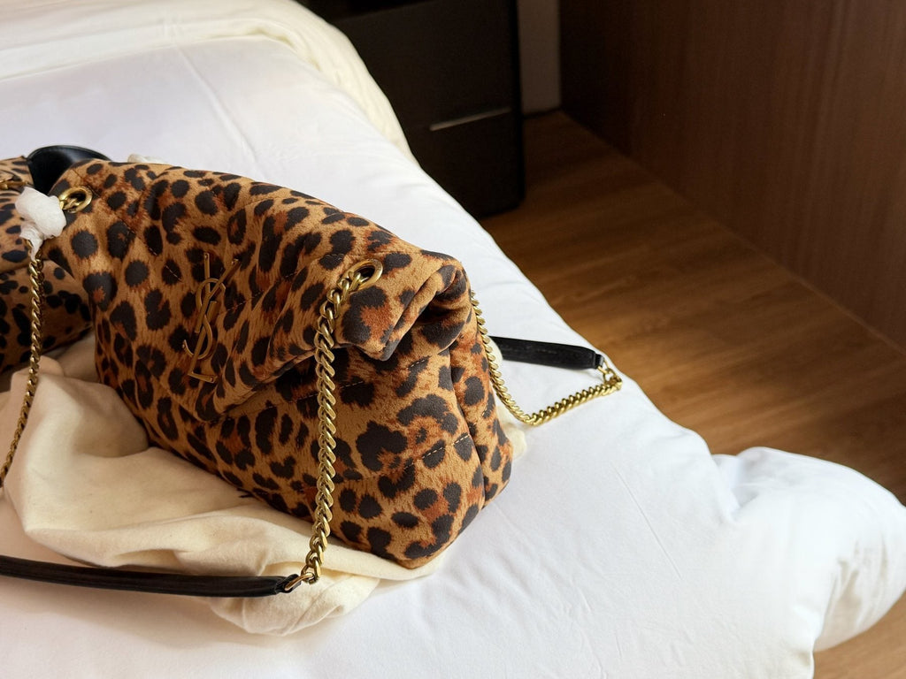 Saint Laurent LouLou Puffer Leopard Print Shoulder Bag — side