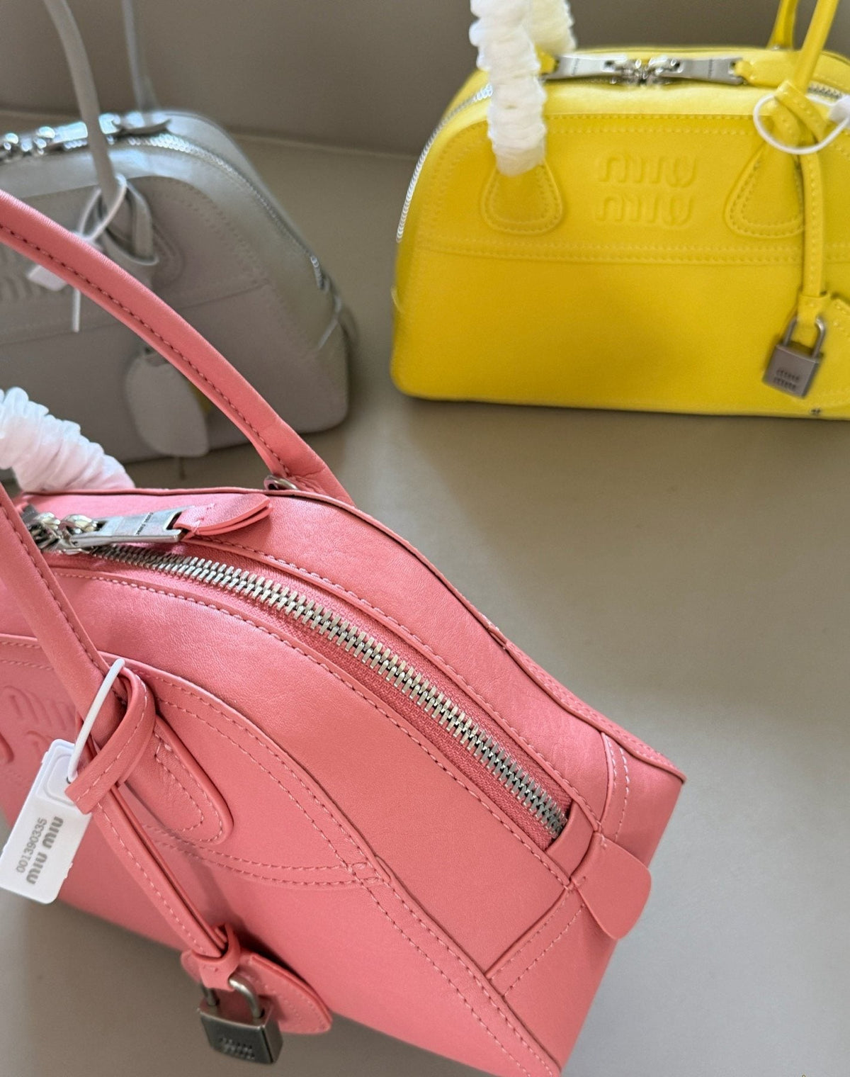 Miu Miu Vivant Zip-Top Bowling Bag — side