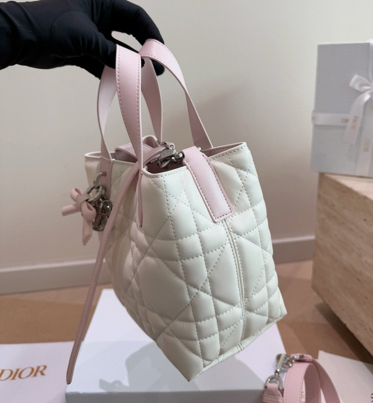 Dior Toujours Upright Quilted Tote Bag — side