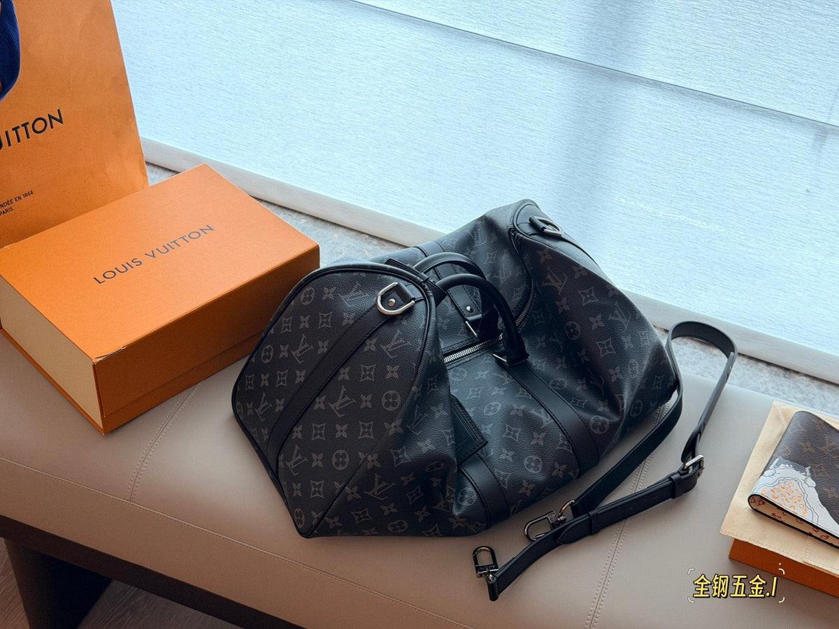 Louis Vuitton Keepall Black and Gray Monogram Duffel — hero