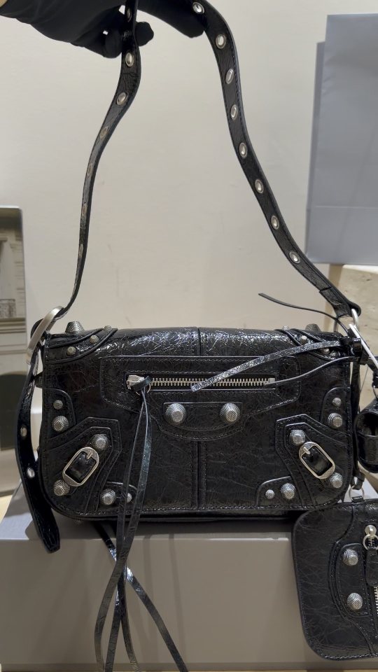 Balenciaga Le Cagole Studded Crossbody Camera Bag — front