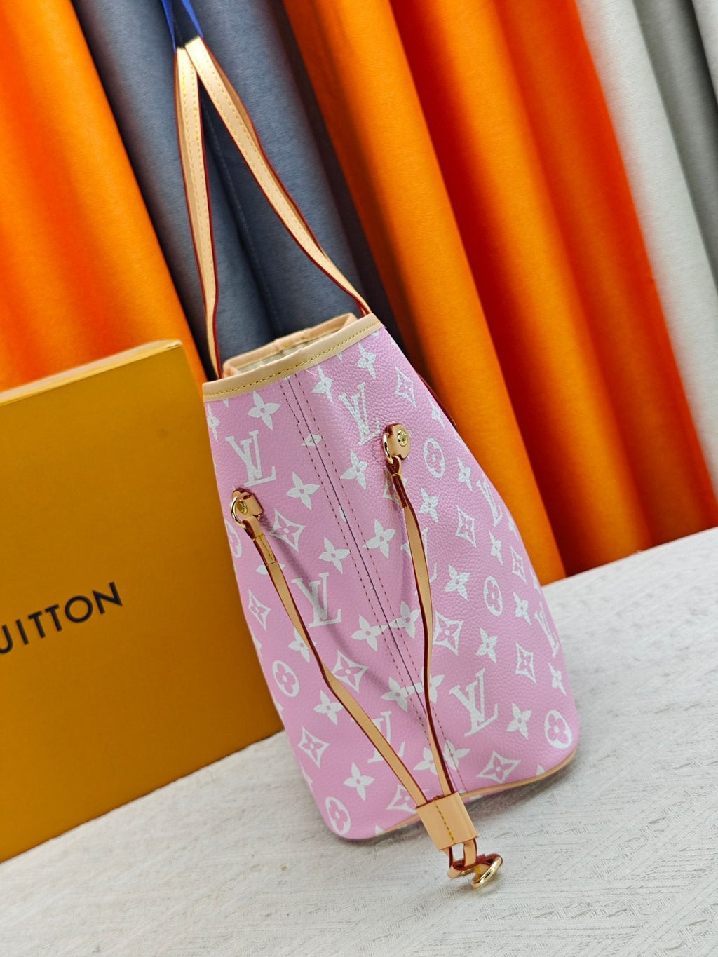 Louis Vuitton Neverfull Pink Monogram Tote — side