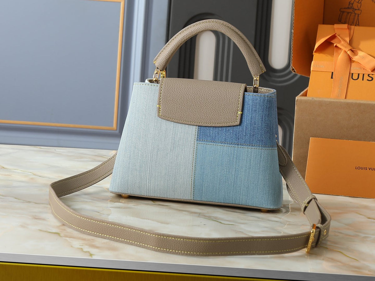 Louis Vuitton Capucines Two-Tone Denim Top-Handle Bag — back