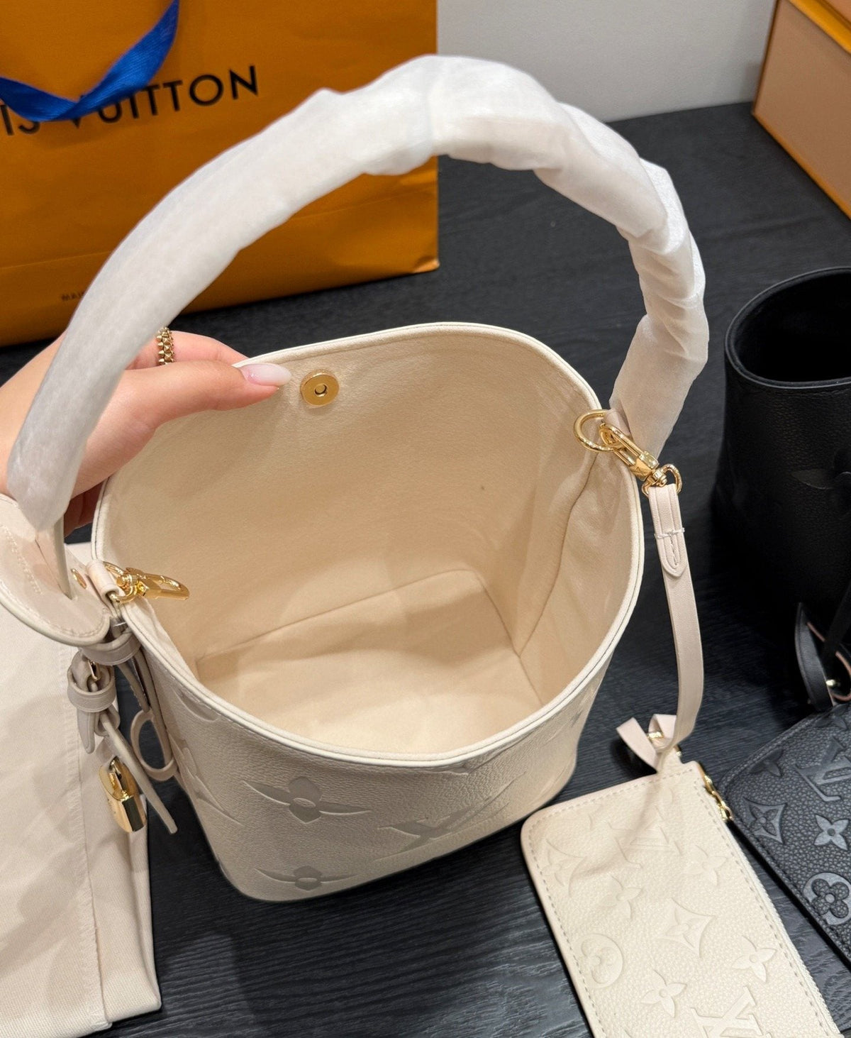 Louis Vuitton AllinBB Embossed Bucket Bag — detail