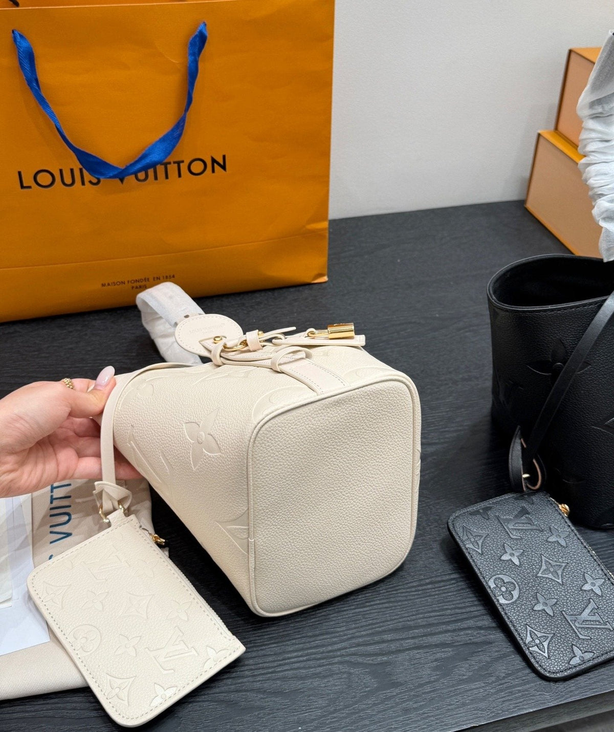 Louis Vuitton AllinBB Embossed Bucket Bag — detail