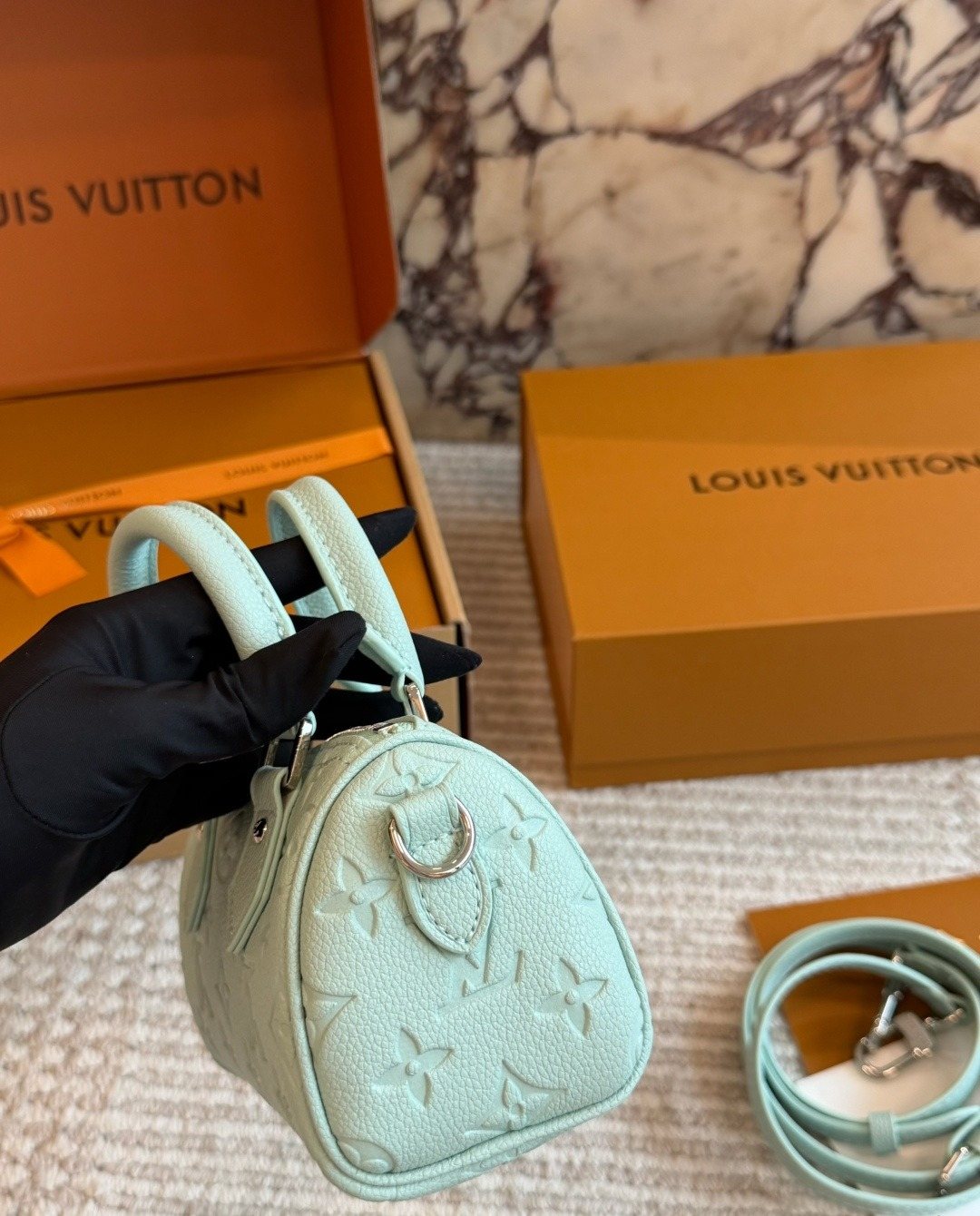 Louis Vuitton Nano Speedy Monogram Barrel Bag — side