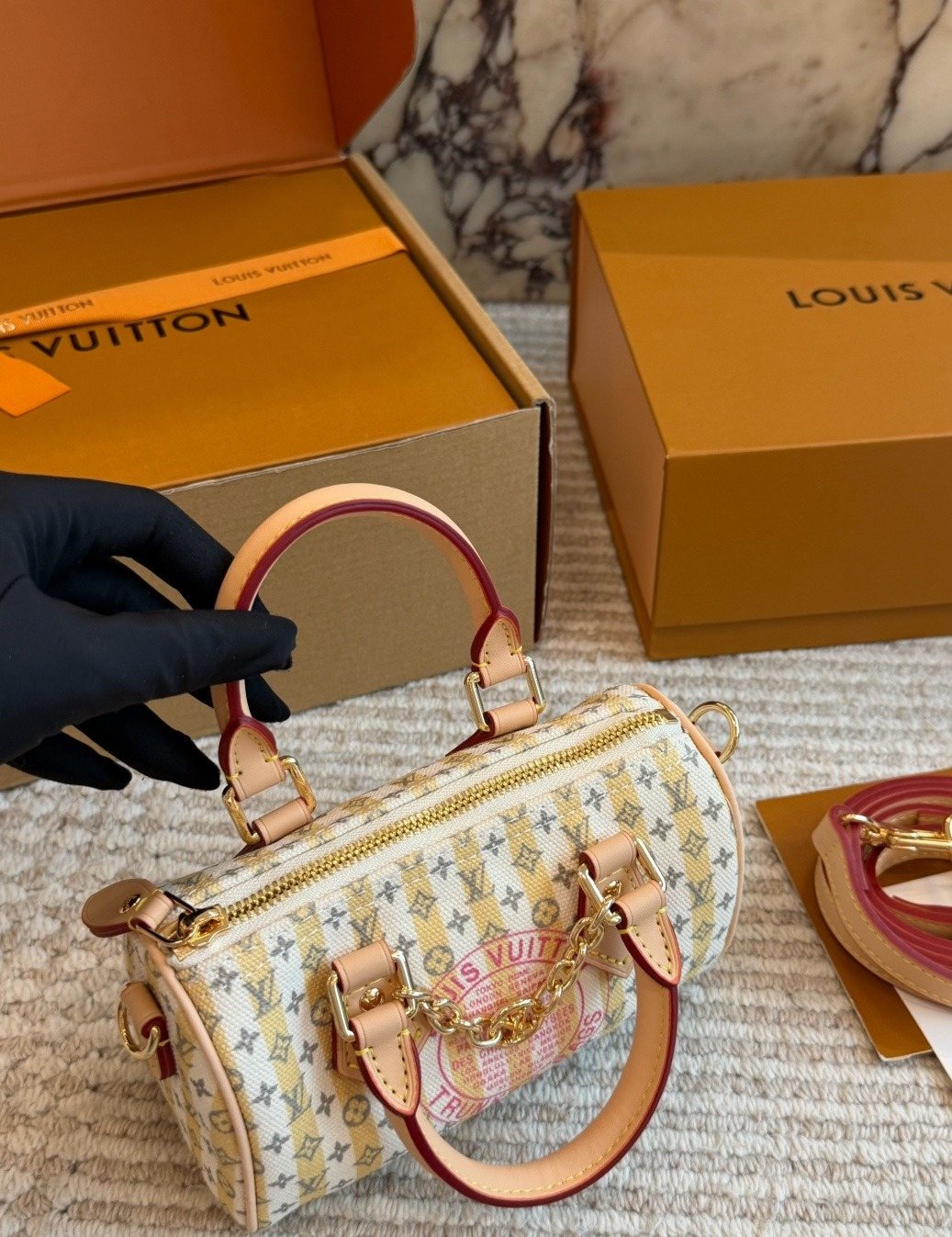 Louis Vuitton Nano Speedy Monogram Barrel Bag — detail