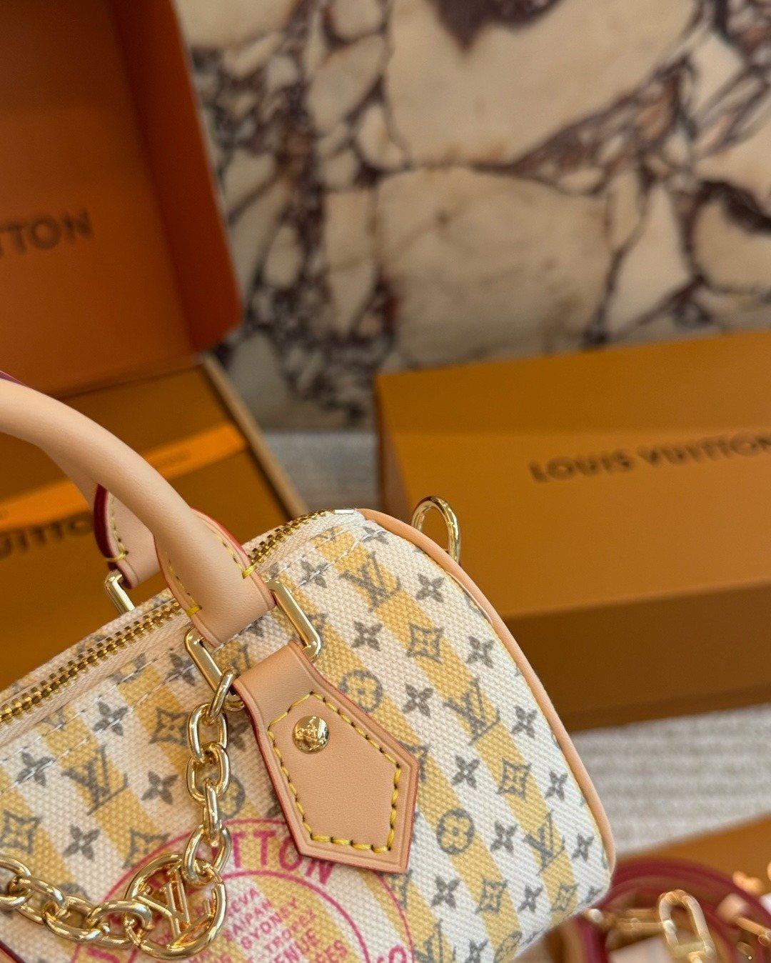 Louis Vuitton Nano Speedy Monogram Barrel Bag — detail
