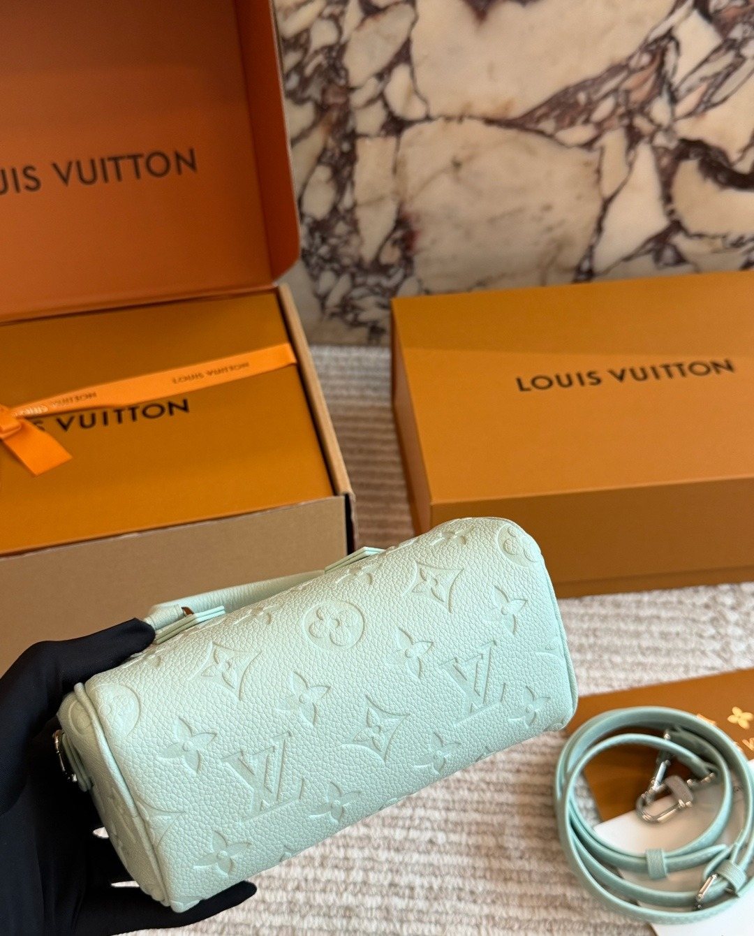 Louis Vuitton Nano Speedy Monogram Barrel Bag — detail