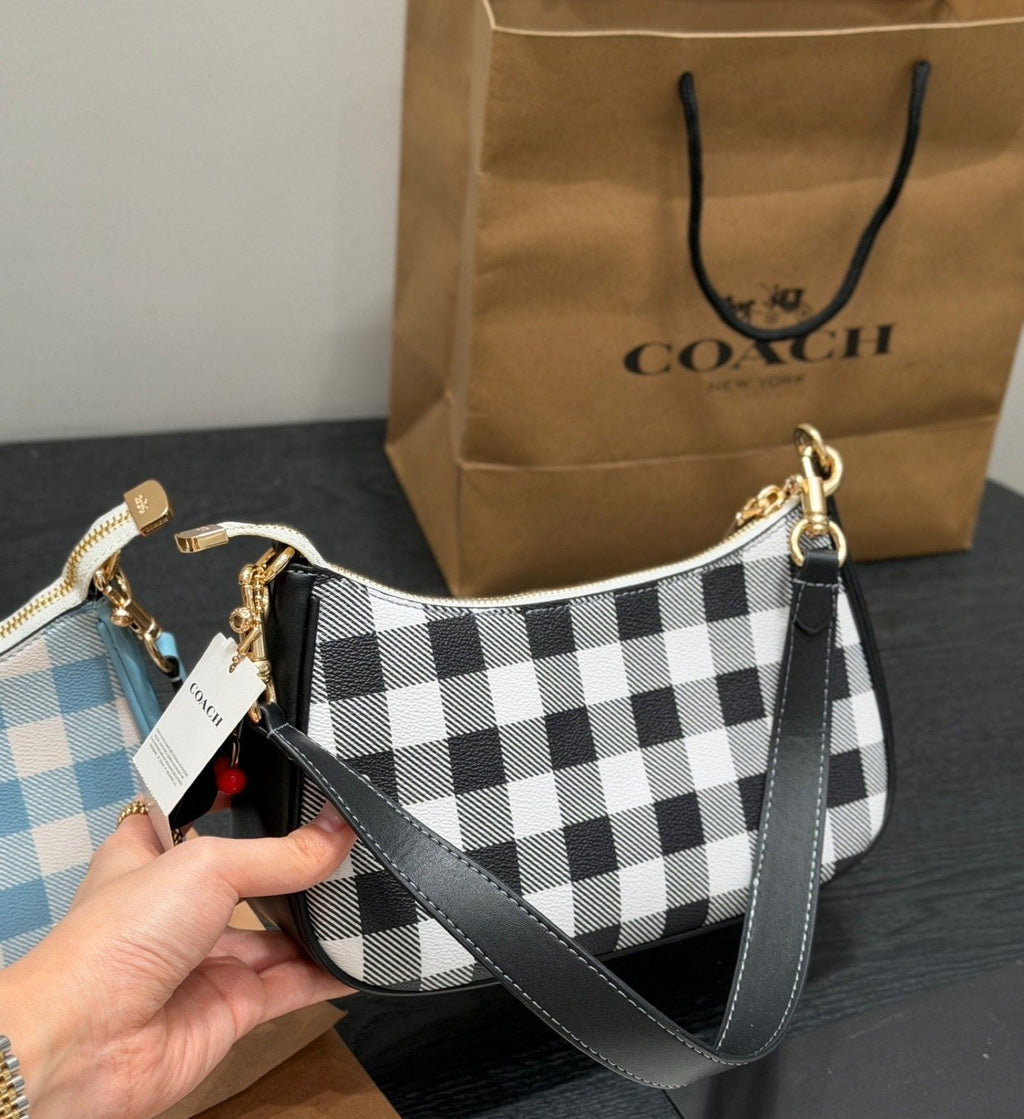 Coach Teri Checked Shoulder Bag — back