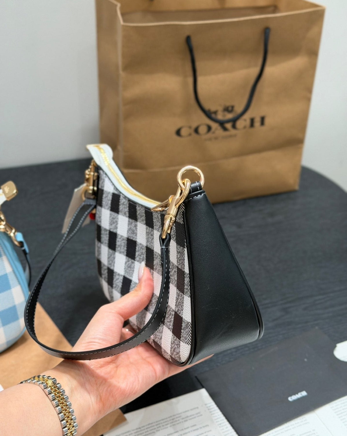 Coach Teri Checked Shoulder Bag — side