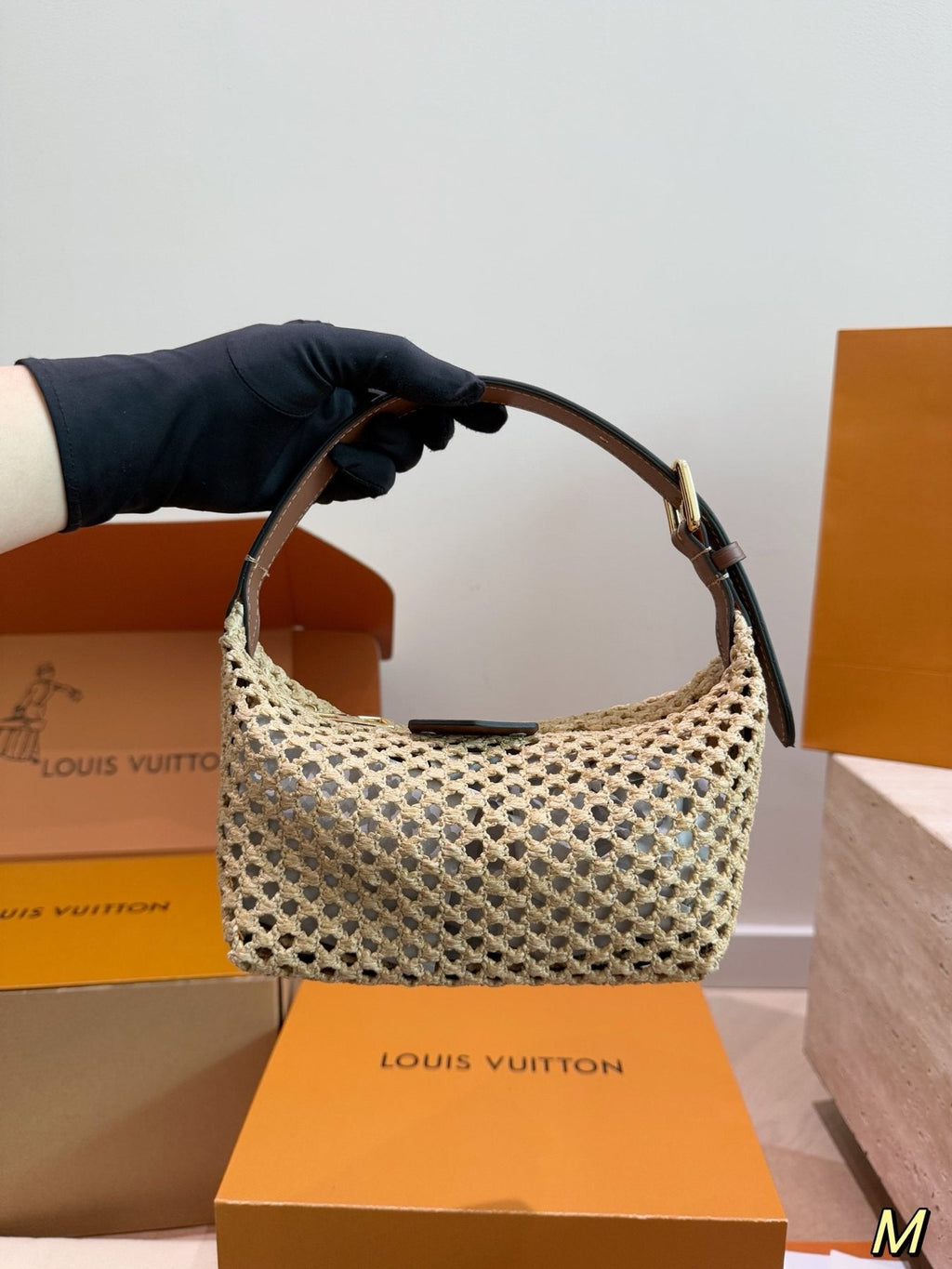 Louis Vuitton Woven Curved-Top Shoulder Bag — model