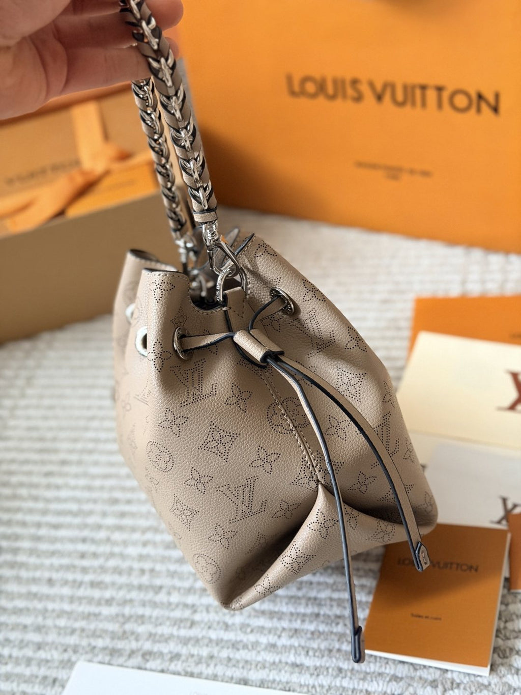 Louis Vuitton Bella Perforated Monogram Bucket Bag — side