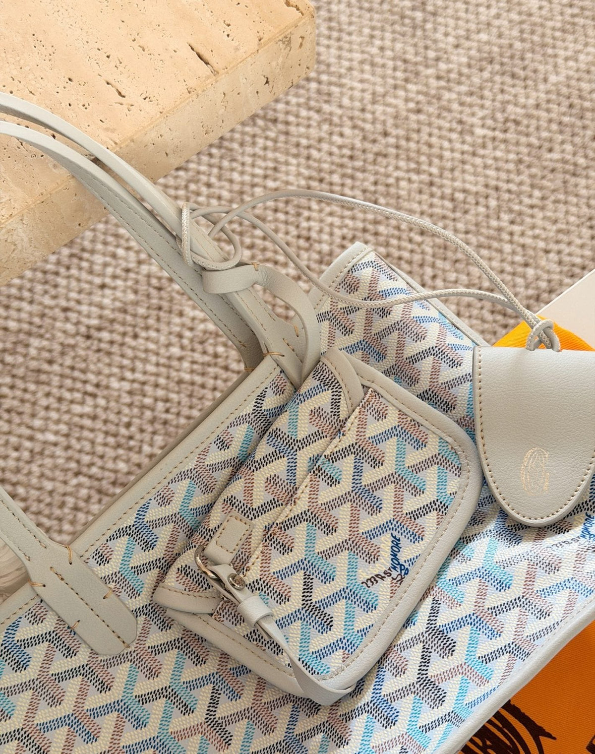 Goyard Geometric Pattern Open-Top Tote Bag — detail