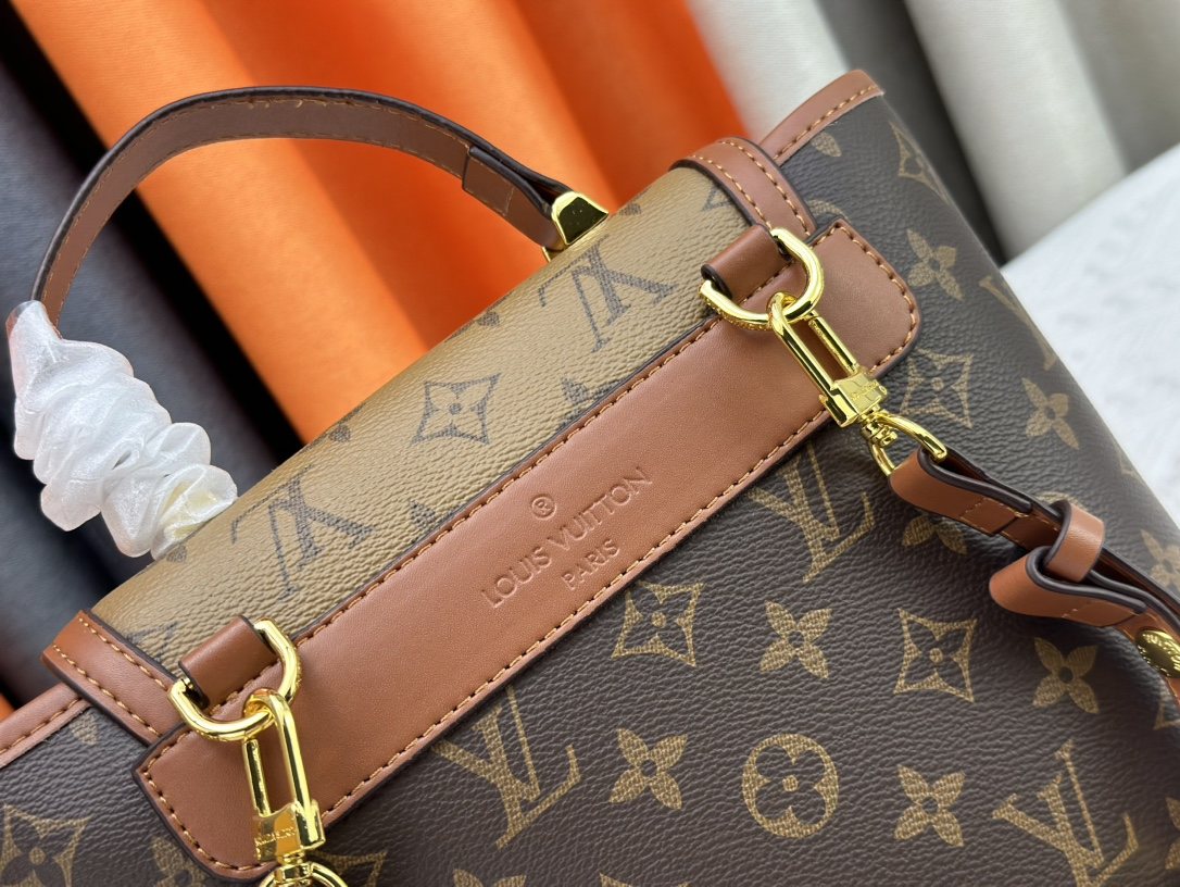 Louis Vuitton Contrast-Flap Monogram Backpack — detail