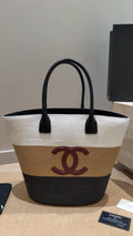 Chanel Coco Beach Woven Striped Tote — hero