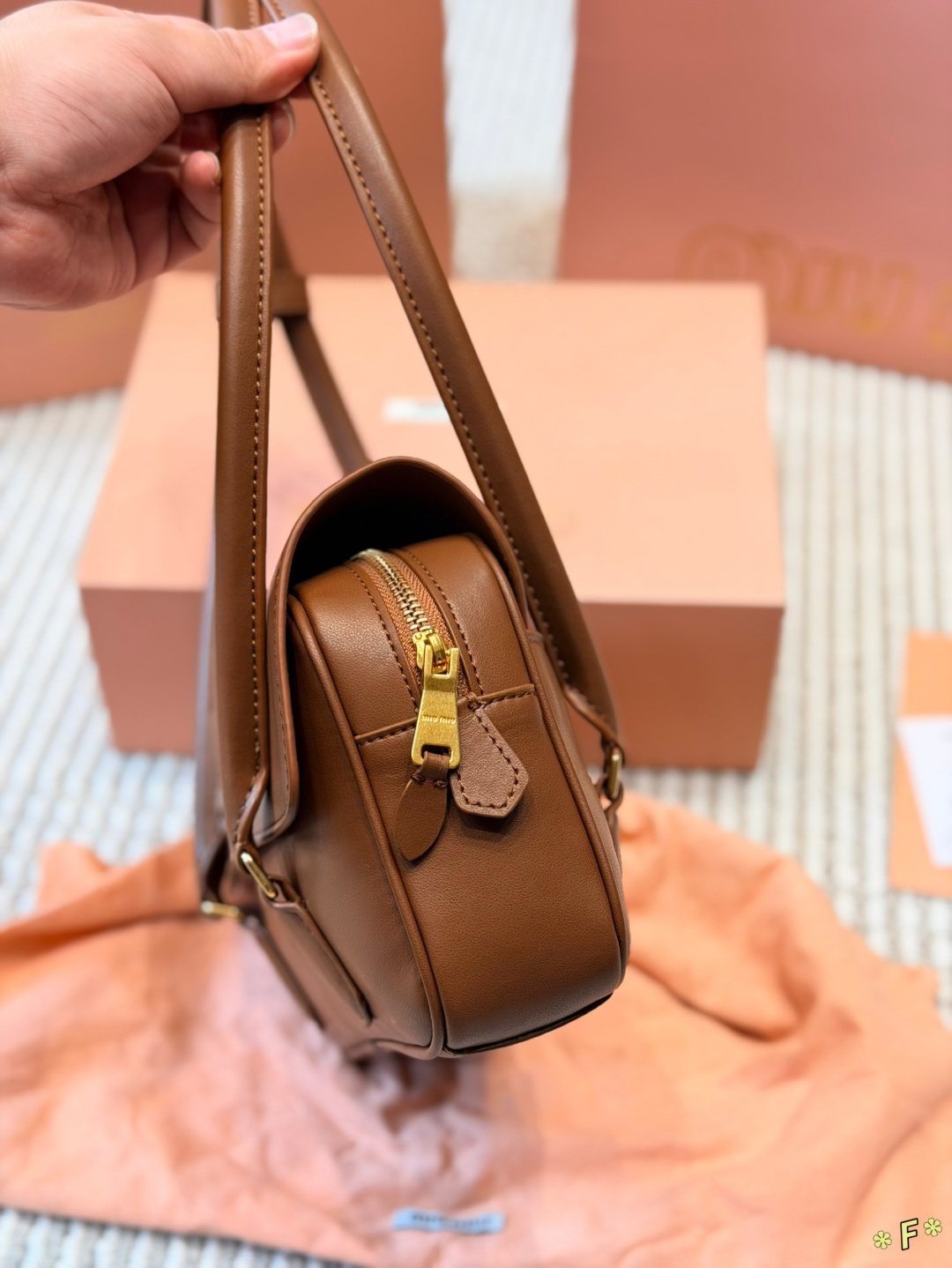 Miu Miu Twin-Handle Flap Shoulder Bag — side