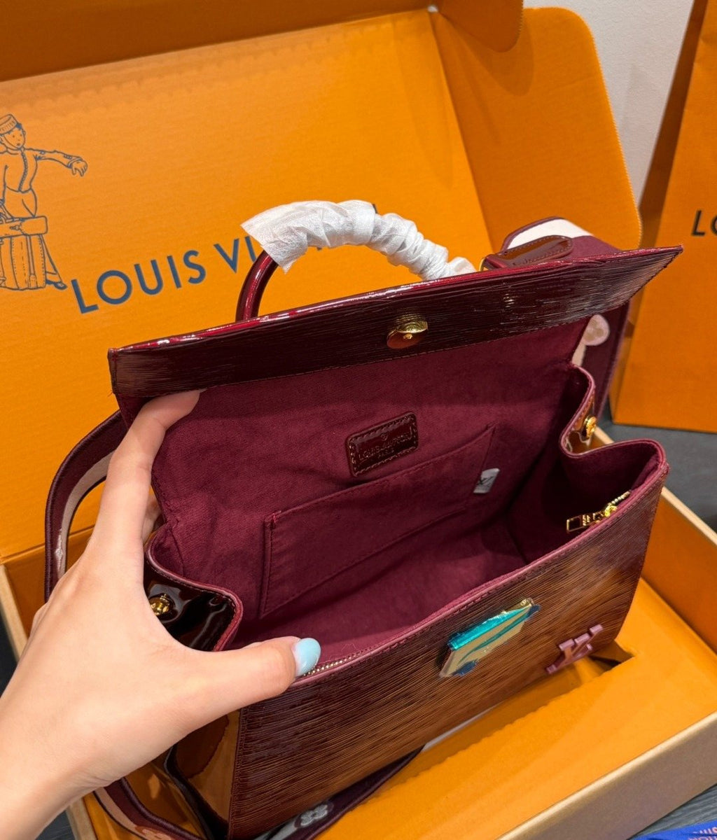 Louis Vuitton Cluny BB Glossy Textured Top-Handle Bag — detail