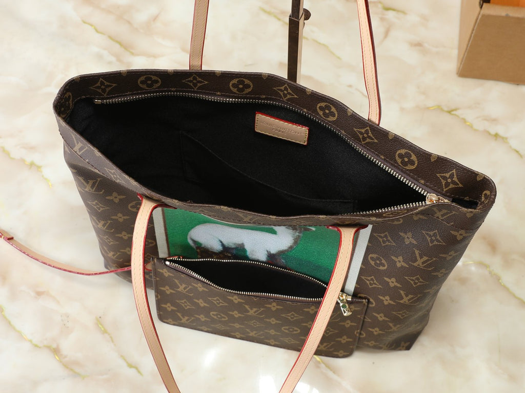Louis Vuitton Carry It Monogram Tote with Green Artwork — detail