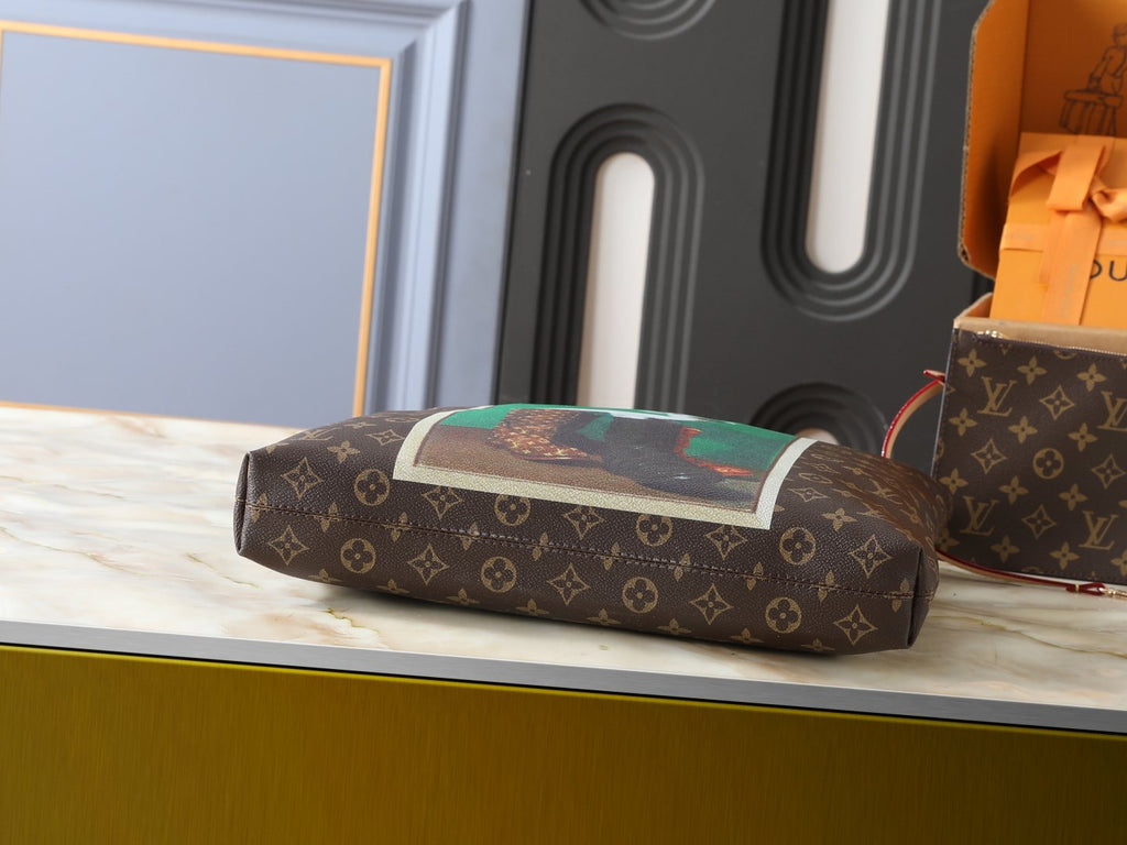 Louis Vuitton Carry It Monogram Tote with Green Artwork — side