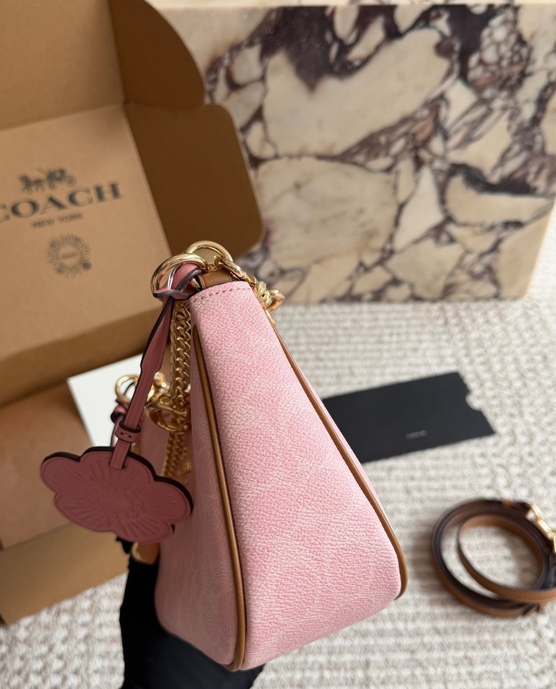 Coach Teri Pink Patterned Shoulder Bag — side