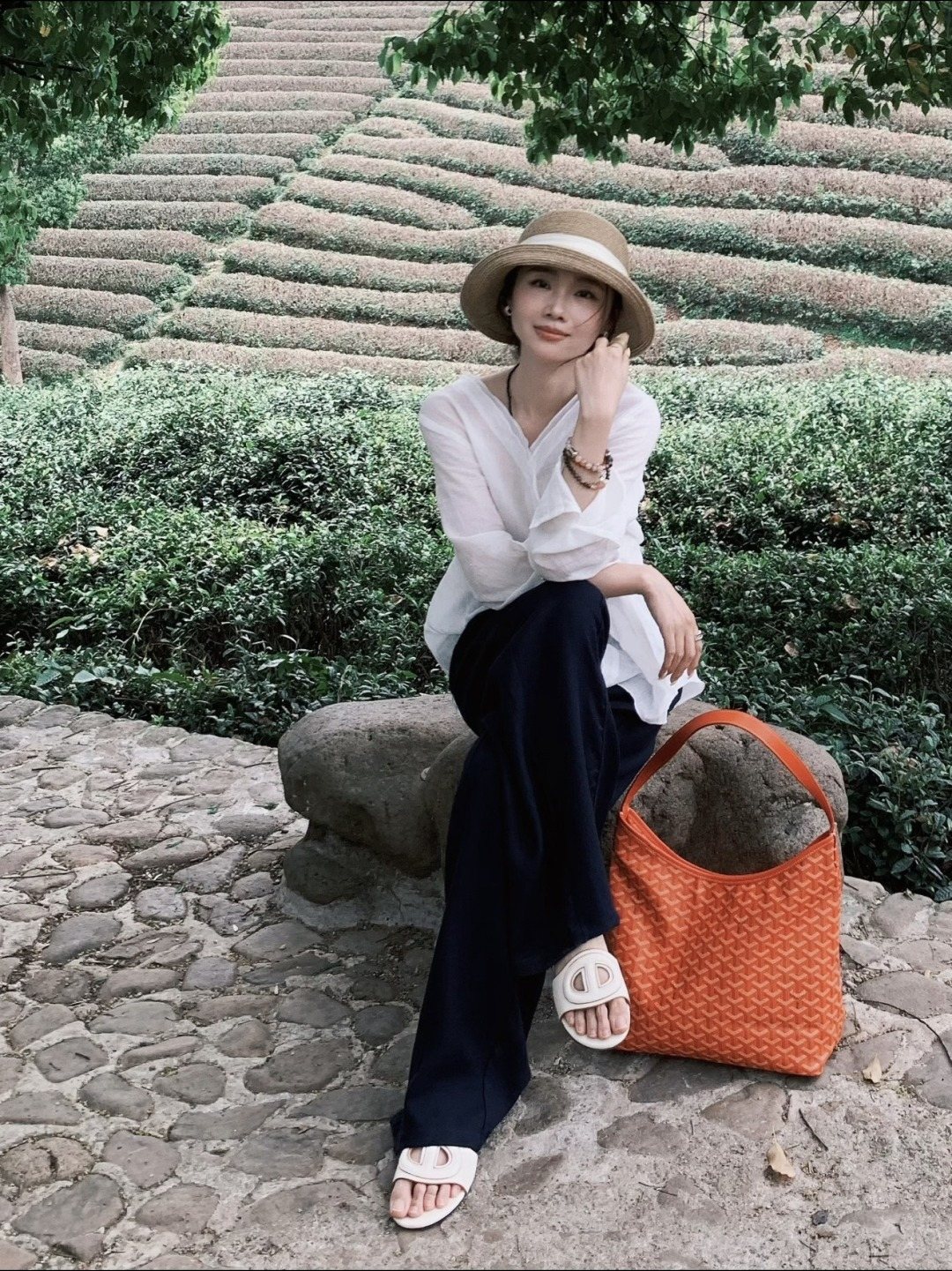 Orange Textured Shoulder Tote — hero