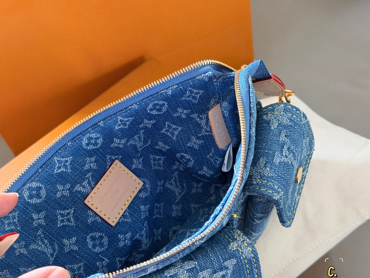 Louis Vuitton Cargo Monogram Denim Shoulder Bag — front