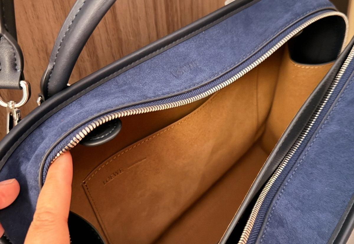 Loewe Amazona180 Navy Suede Shoulder Bag — detail