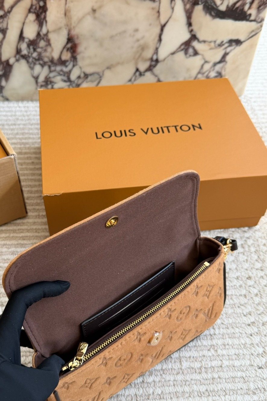 Louis Vuitton Tan Embossed Baguette Shoulder Bag — detail