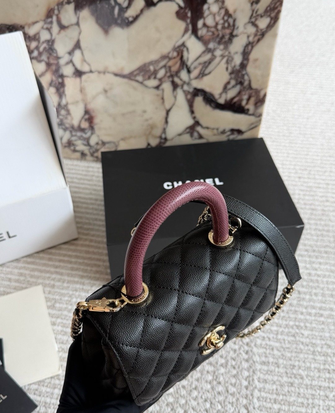 Chanel Coco Handle Quilted Top-Handle Bag — side