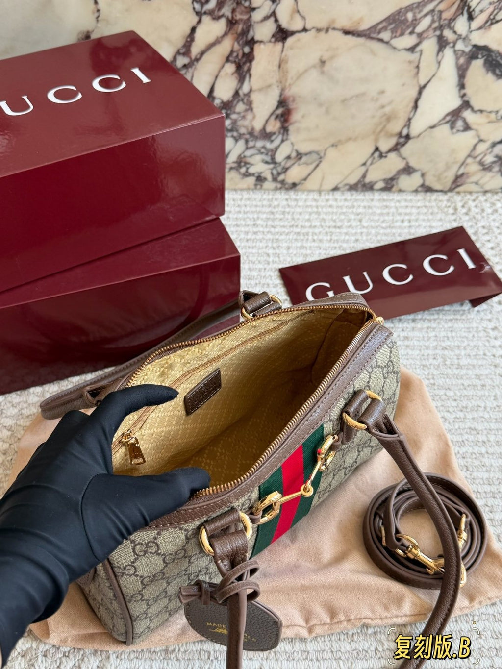 Gucci Borsetto Monogram Boston Bag — front