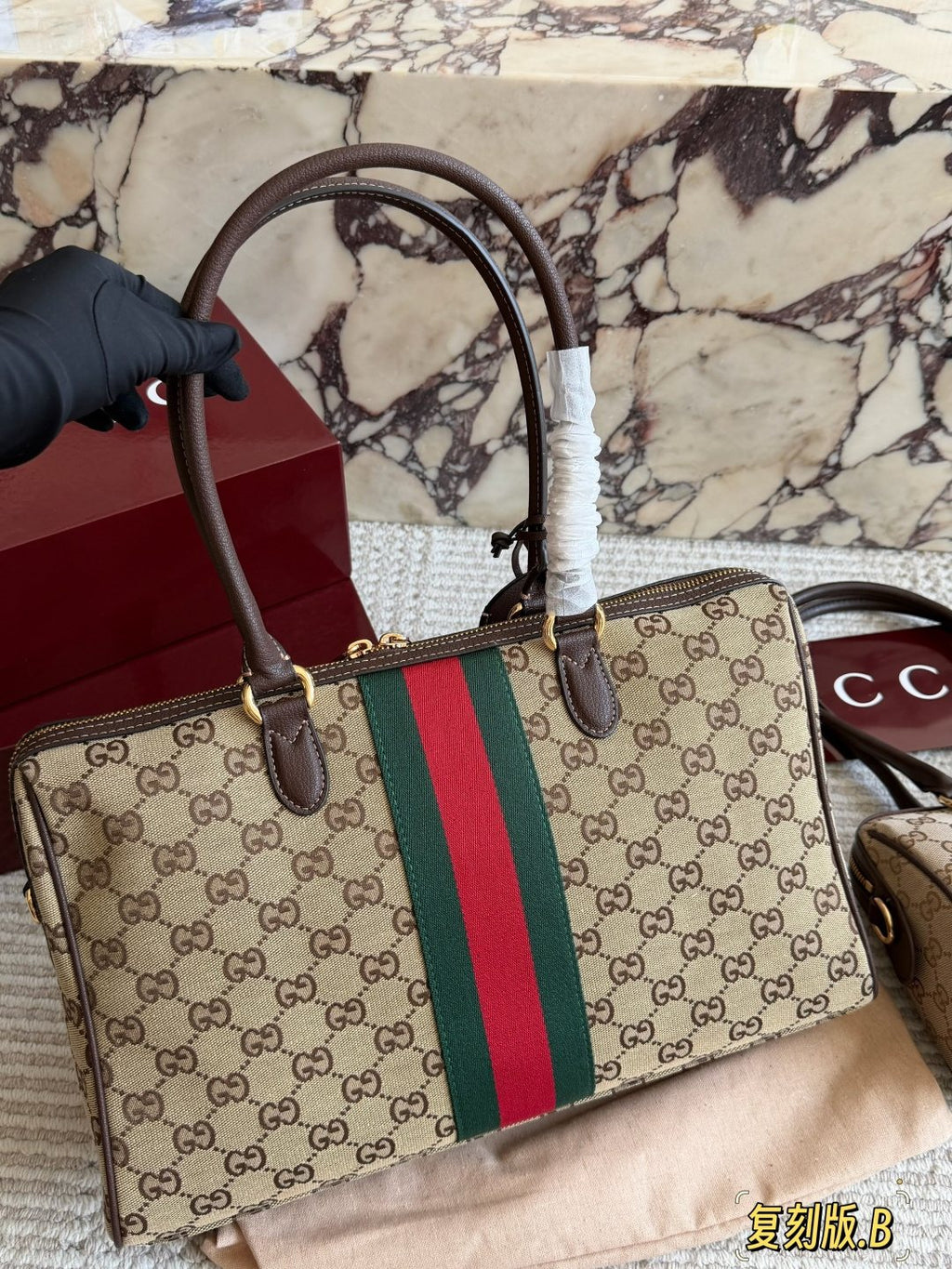 Gucci Borsetto Monogram Boston Bag — back
