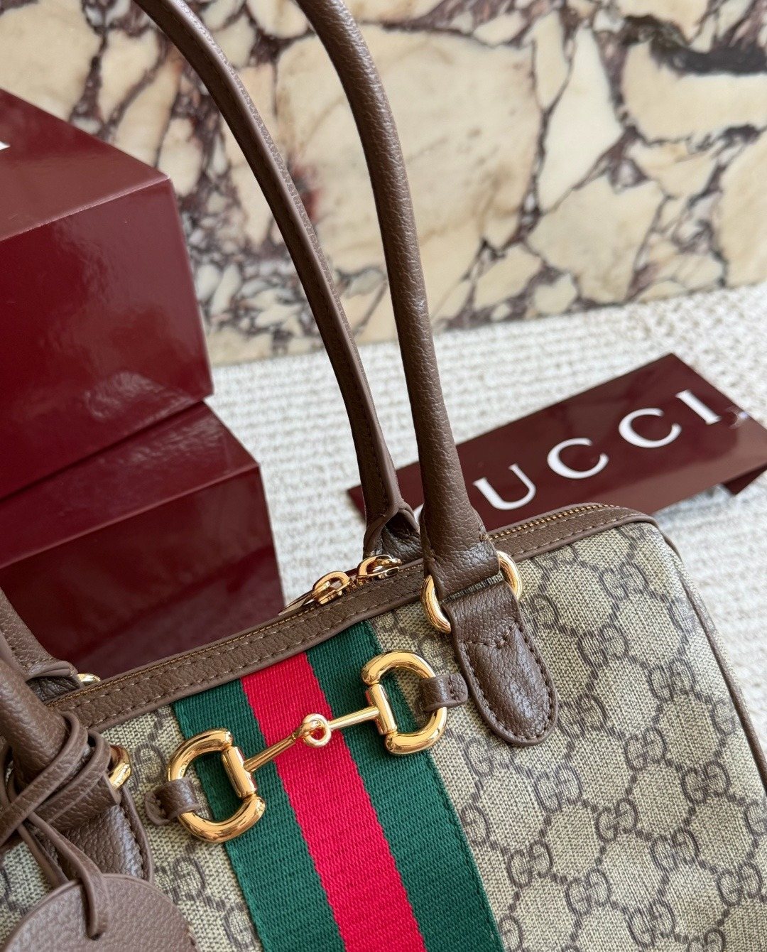Gucci Borsetto Monogram Boston Bag — detail