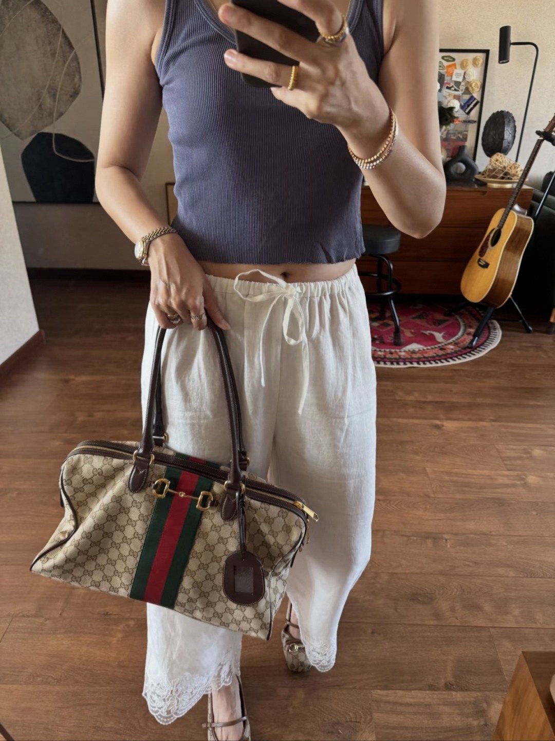 Gucci Borsetto Monogram Boston Bag — model