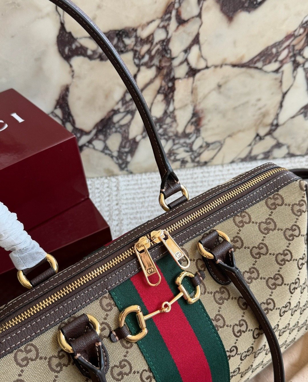 Gucci Borsetto Monogram Boston Bag — detail