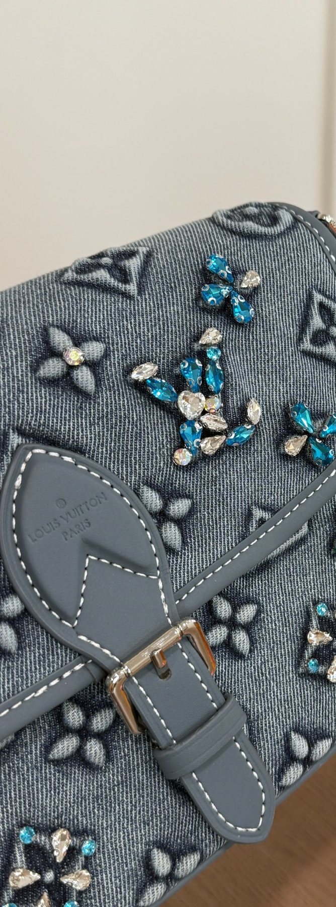 Louis Vuitton Diane Raised Monogram Shoulder Bag — detail