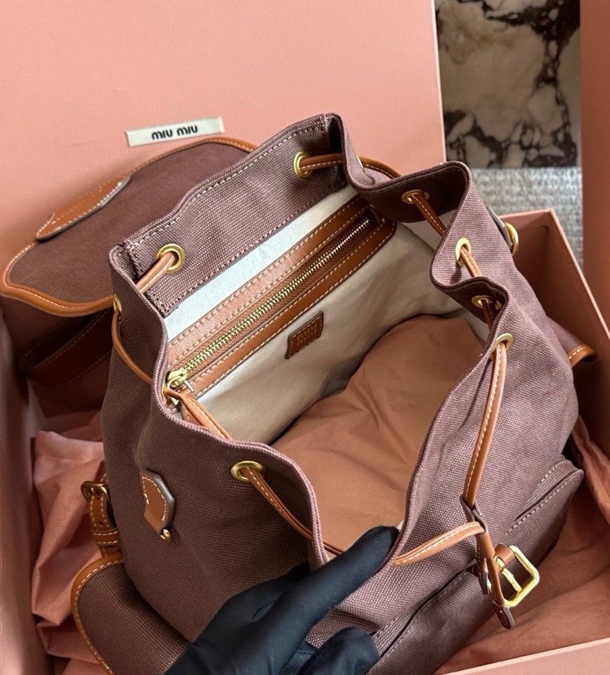 Miu Miu Canvas Flap Backpack — detail